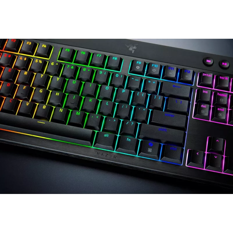 Razer MelnsWidow V4 Low-Profile Tenkeyless HyperSpeed tastatūra Spēlēm USB RF Wireless Bluetooth QWERTY US International Melna