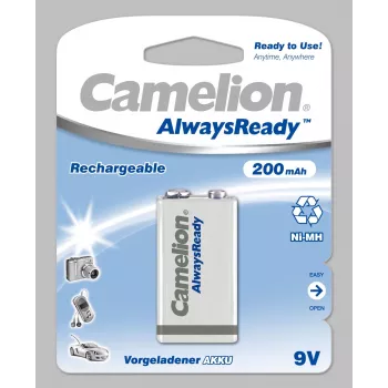 Camelion | 9V/6HR61 | 200 mAh | AlwaysReady uzlādējamās baterijas Ni-MH | 1 gab.