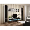 TV statīvs Cama Meble VIGO NEW 30/180/40, balta virsma, melns spīdīgs rāmis, 1800×400×300 mm