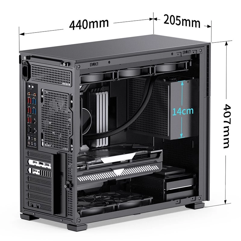 PC korpuss Jonsbo D41 MESH Midi Tower Melns
