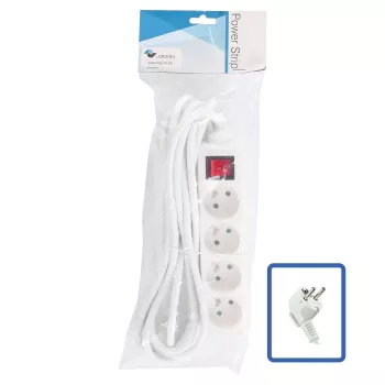 Strāvas pagarinātājs LOGON LPS070 5 m kabelis 4 maiņstrāvas rozetes 16 A 3500 W Iekštelpām Balts