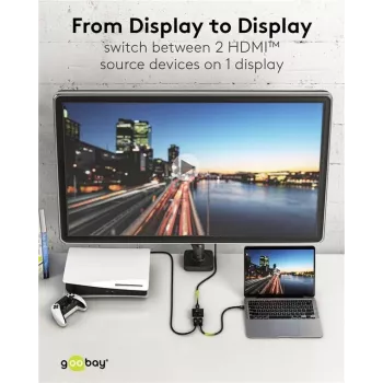 Goobay manuālā HDMI™ pārslēgšanas kārba 2 pret 1 (4K @ 60 Hz) (58486)