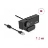 Tīmekļa kamera DeLOCK 96400 8 MP 3840 x 2160 pikseļi USB 2.0 Melna