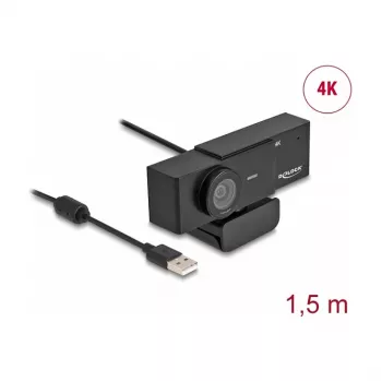 Tīmekļa kamera DeLOCK 96400 8 MP 3840 x 2160 pikseļi USB 2.0 Melna