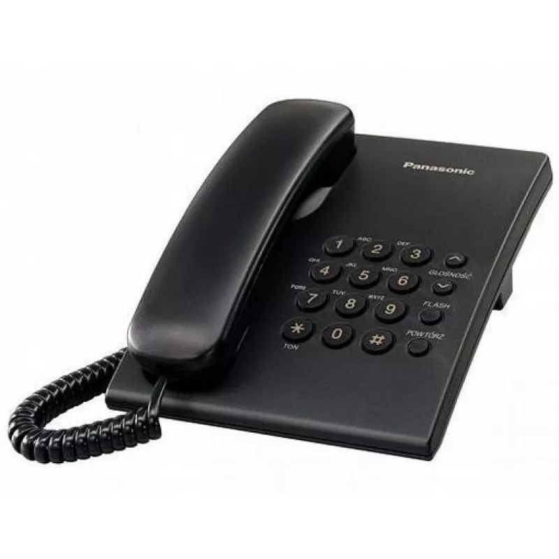 Vadu tālrunis Panasonic KX-TS500 melns ar zvanītāja ID un skaļruni