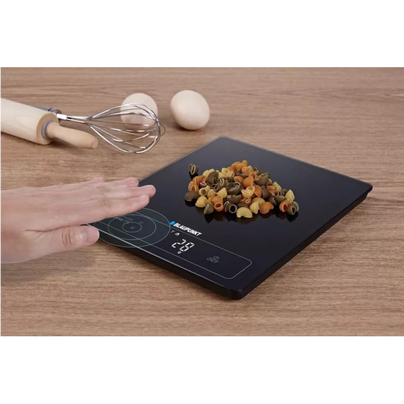 Electronic Kitchen Scale BLAUPUNKT FKS701 — rūdīts stikls, 15 kg, 1 g precizitāte, skārienjūtīgs displejs