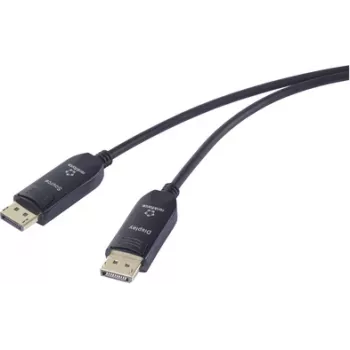 Renkforce optiskās šķiedras / DisplayPort savienojuma kabelis, DisplayPort spraudnis, DisplayPort spraudnis, 20,00 m, melns, RF-6117770, 8K UHD DisplayPort kabelis (RF-6117770)