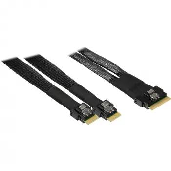 INTER-TECH kabelis SFF-8654-8i uz 2× SFF-8654-4i, 70 cm iekšējais sadalītāja kabelis