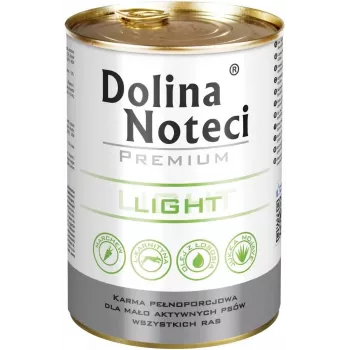 Mitrā suņu barība dolina noteci Premium Light cūkgaļa & vista 400 g — pieaugušiem vidējiem suņiem, 80% mitrums, 3% tauki, 10% olbaltumvielas
