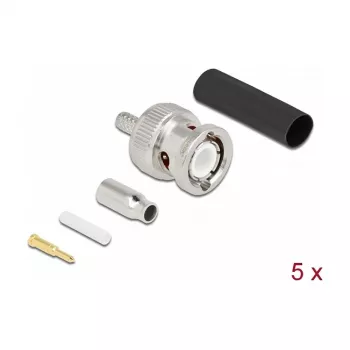 BNC crimp plug DELOCK 90013 priekš RG-174 / RG-316 ar termosarūkošo uzmavu, vīrišķais BNC, 14.5×23.5×14.5 mm, iepakojumā 5 gab.