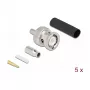 BNC crimp plug DELOCK 90013 priekš RG-174 / RG-316 ar termosarūkošo uzmavu, vīrišķais BNC, 14.5×23.5×14.5 mm, iepakojumā 5 gab.