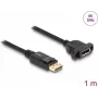 DeLOCK DisplayPort 1.4 kabelis 8K 30 Hz vīriešu sievietei 1 m paneļa montāža melns