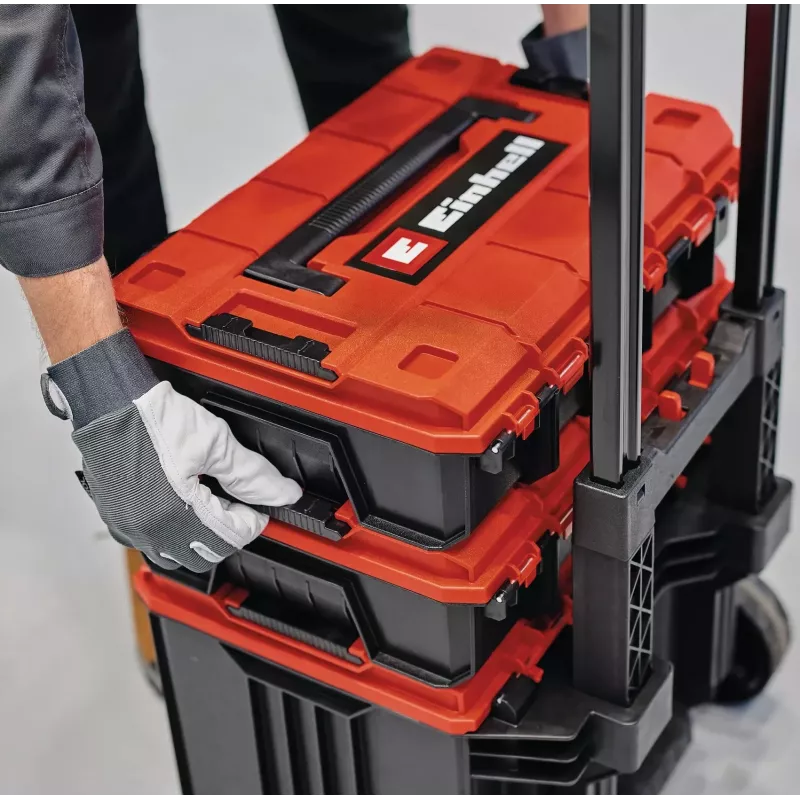 Instrumentu kaste Einhell E-Case Tower melna sarkanpolipropilēna karstumizturīga pret šļakatām