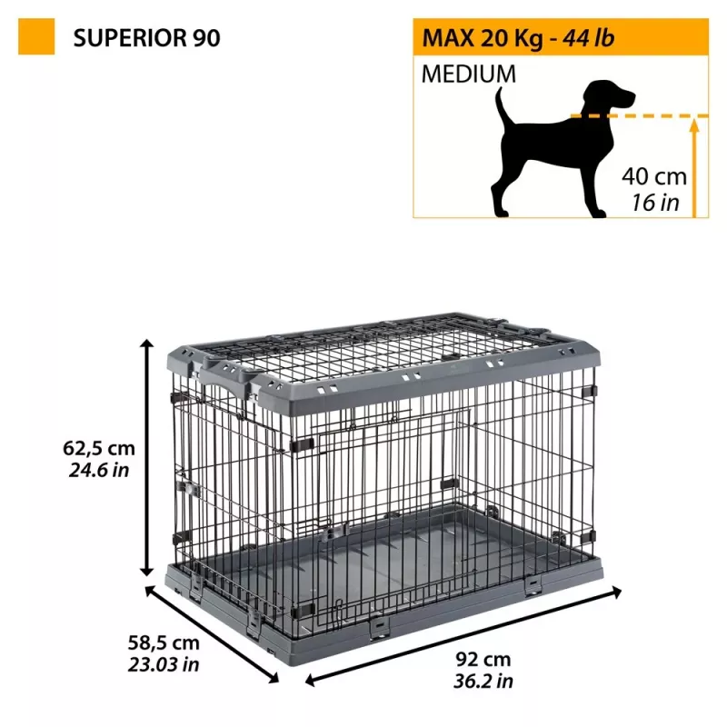 FERPLAST Superior 90 - suņu būris - 92 x 58.5 x 62.5 cm