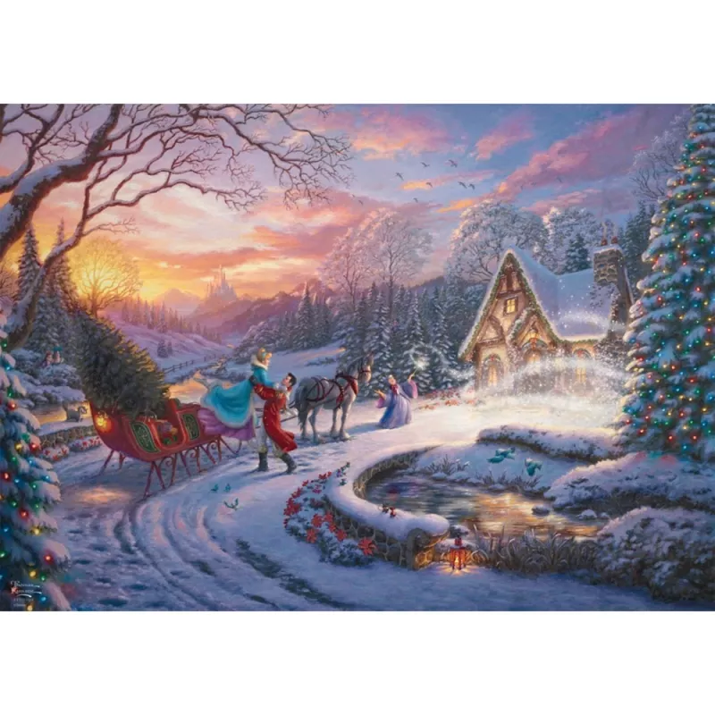 Thomas Kinkade Studios: Disney Dreams Collection - Pelnrušķīte atnes Ziemassvētku egli, puzle 1000 gabali
