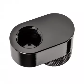 XSPC Rotary 14mm Offset G1/4 Fitting, Chrome Melns - leņķots rotējošs savienotājs ūdens dzesēšanai