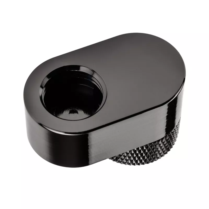 XSPC Rotary 14mm Offset G1/4 Fitting, Chrome Melns - leņķots rotējošs savienotājs ūdens dzesēšanai
