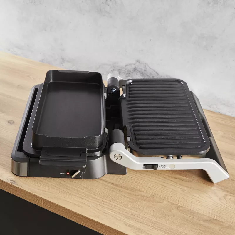 Elektriskais kontaktgrils Tefal OptiGrill+ XL no nerūsējošā tērauda — liela ietilpība, automātiskas gatavošanas programmas