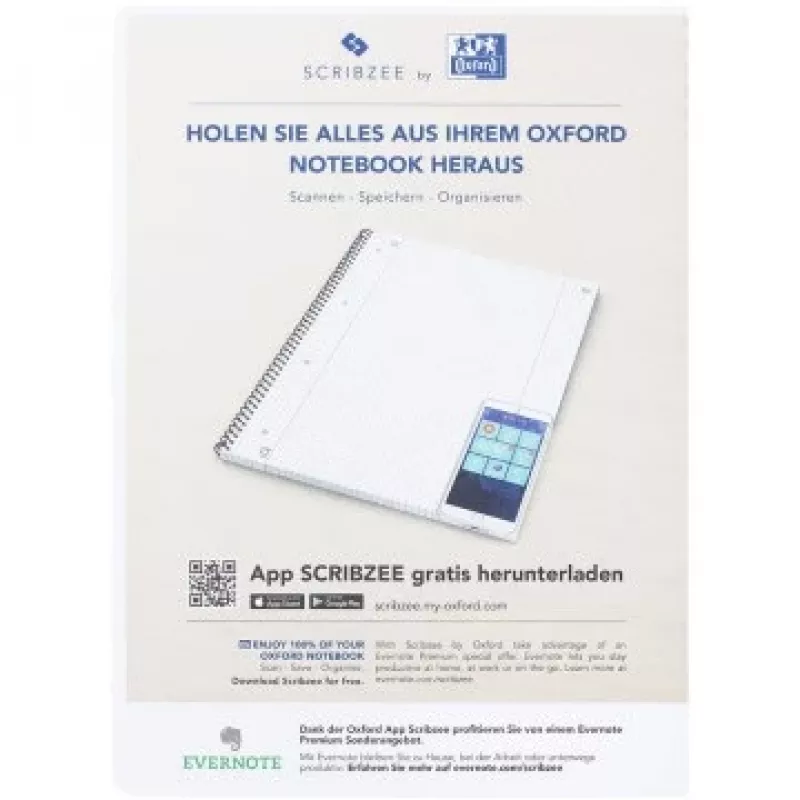 Oxford koledžas piezīmju grāmatiņa A4+ 220 x 295 mm 80 lp. kvadrātiņi ar malu L