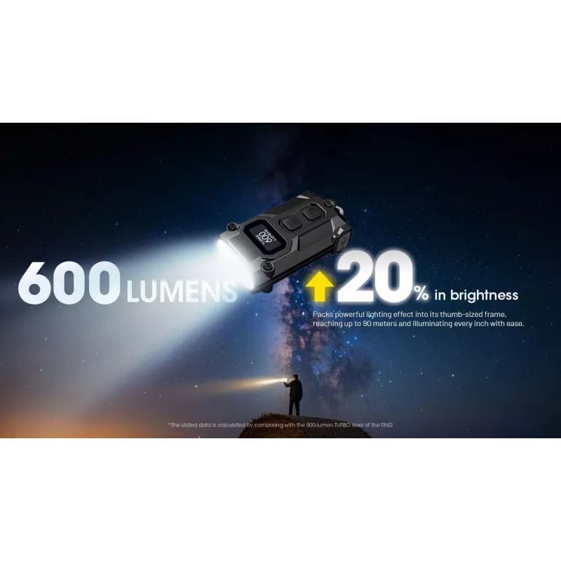 Atslēgu piekariņa lukturītis Nitecore TINI3 melns 600 lm USB uzlādējams