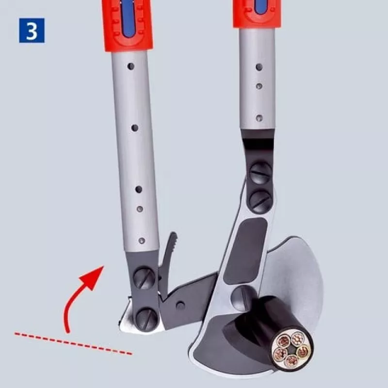 Kabeļu šķēres Knipex 9532038, sprūdrata darbības griezējinstruments kabeļiem