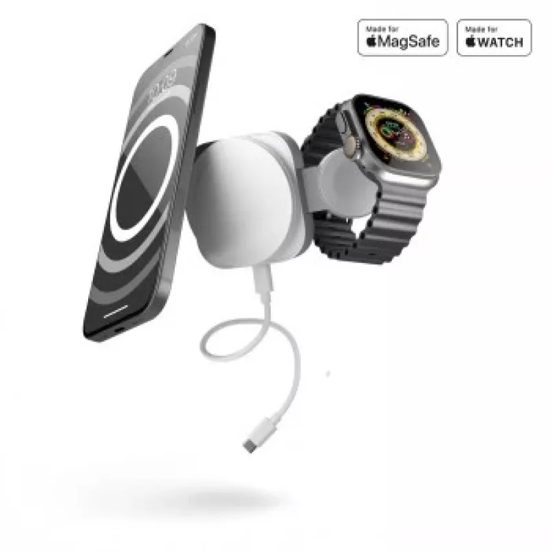 ZENS 2-IN-1 MAGSAFE + WATCH TRAVEL CHARGER BALTS