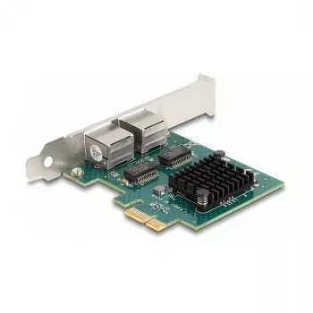 DeLOCK PCI Express x1 karte 2 x RJ45 Gigabit LAN BCM pelēka