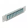 Optiskās šķiedras komutācijas panelis DeLOCK 10 collu 12 portu LC Quad Aqua 1U pelēks