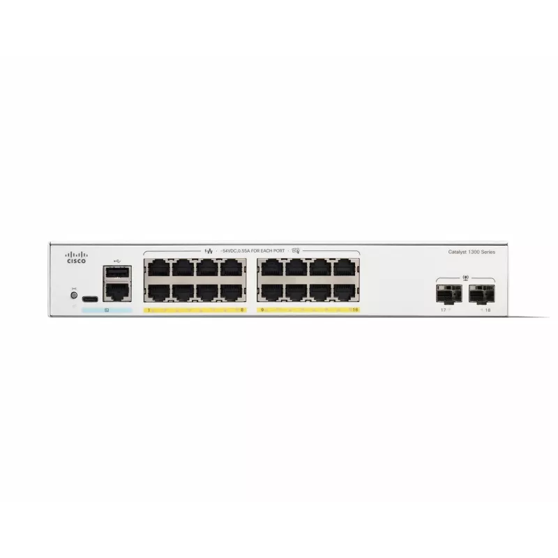 Pārvaldīts slēdzis Cisco Catalyst 1300-16FP-2G 16 portu GE Full PoE