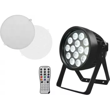 LED PAR gaisma EUROLITE 14x8W QCL — skatuves PAR lampa, 14 gaismas diodes × 8 W, vēsi balta/krāsu sajaukšana