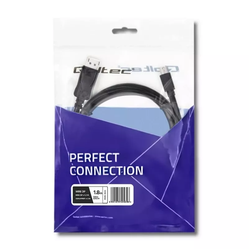 DisplayPort kabelis Qoltec 50434 1.8 m Mini DisplayPort melns