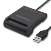 ID karšu lasītājs QOLTEC Smart chip ID card scanner — USB, melns, 84.5×65×16 mm, 63 g