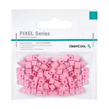 DeepCool Rubber PIXEL iepakojums ar 100 gab., 9,8 g — universāli gumijas gabaliņi, rozā, blistera iepakojumā