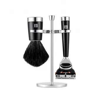 ZWILLING CLASSIC 3 daļīgs skūšanās komplekts ar manuālo skuvekli, suku un turētāju - melns