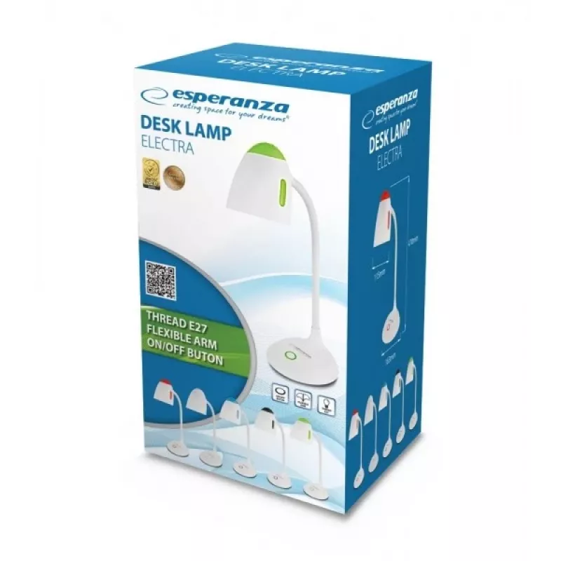 Esperanza ELD110W galda lampa E27 12 W LED Balta