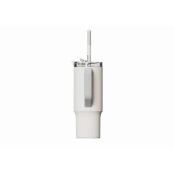 Termokrūze ar salmiņu Xiaomi Straw Mug balta 1 L — nerūsējošā tērauda iekšpuse, necaurlaidīga, 240×132×97 mm