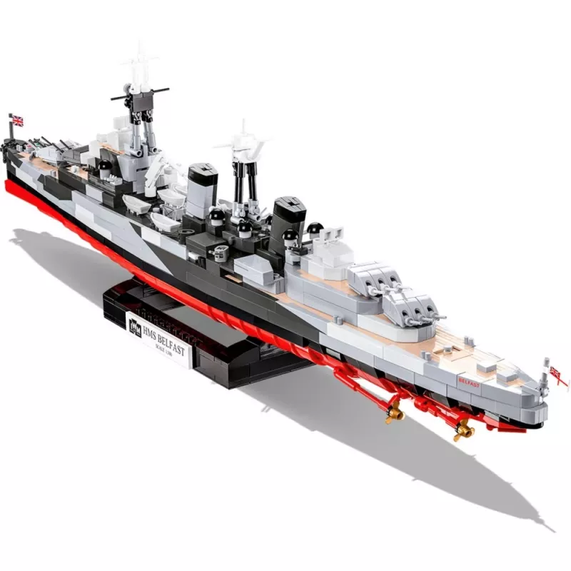 Konstruktors Cobi HMS Belfast 1:300 mēroga modelis COBI-4844, izstādes būvējums vēsturiskajam Karaliskās flotes vieglajam kreiserim