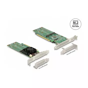 DeLOCK PCI Express x16 karte ar 4 iekšējiem NVMe M.2 Key M slotiem - zema profila formas faktors