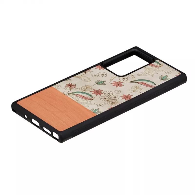 Aizsargājošs tālruņa maciņš man and wood Samsung Galaxy Note 20 Ultra — Rozā zieds uz melna fona
