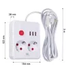 Strāvas sadalītājs MACLEAN MCE388 W — 2 rozetes, 3×USB, 110–240V, 2500W, 3 m kabelis, balts