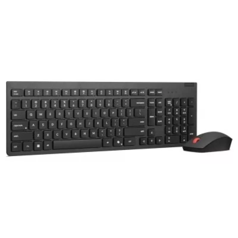 Bezvadu tastatūras un peles komplekts Lenovo Essential Wireless Combo Gen2 — melns, kompakts izkārtojums, bezvadu savienojums