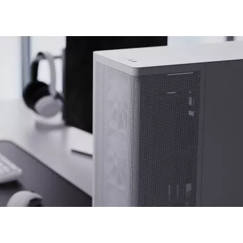 APNX PC Midi Tower C1-R-WT-v1 — balta, atbalsta ATX/Micro-ATX/Mini-ITX, 3x120 mm priekšējie ventilatori uzstādīti, 3x3,5 collu + 3x2,5 collu nodalījumi, USB 3.2 Gen1 x2