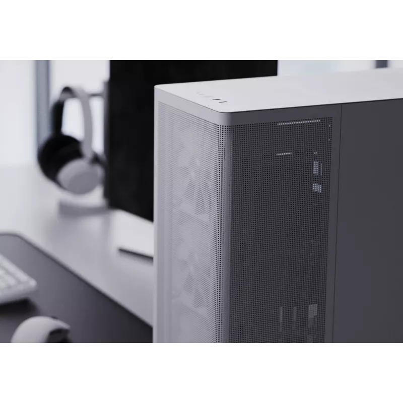 APNX PC Midi Tower C1-R-WT-v1 — balta, atbalsta ATX/Micro-ATX/Mini-ITX, 3x120 mm priekšējie ventilatori uzstādīti, 3x3,5 collu + 3x2,5 collu nodalījumi, USB 3.2 Gen1 x2
