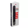 Strāvas sadalītājs MACLEAN MCE395 B — 5 ligzdas, 3×USB, 110–240 V maiņstrāva, 2,1 A USB, 2500 W, 1,5 m kabelis, melns