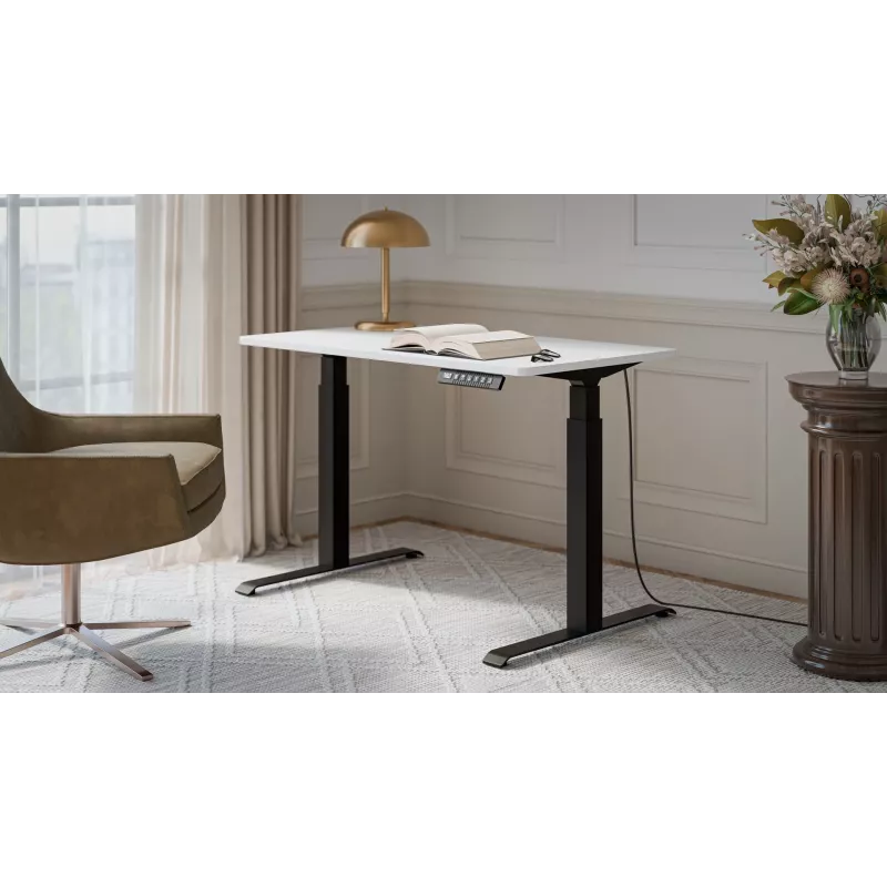 Elektriski regulējams augstuma galds cama meble MOON 121x67x72–120 cm, taisnstūrveida skaidu plātnes virsma, 100–240 V