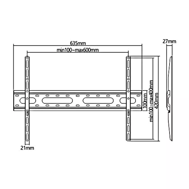 Ekonomisks TV sienas stiprinājums Maclean, maks. VESA 600x400, 37-70, 45 kg, melns, MC-939