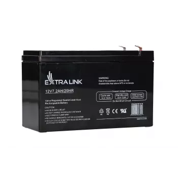 UPS akumulators Extralink AGM 12V 7.2Ah (7Ah) Hermētisks svina skābes VRLA, bez apkopes, melns