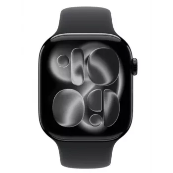 Watch Series 11 GPS 42mm Jet Black Aluminium Case ar Black Sport Siksniņu - S/M