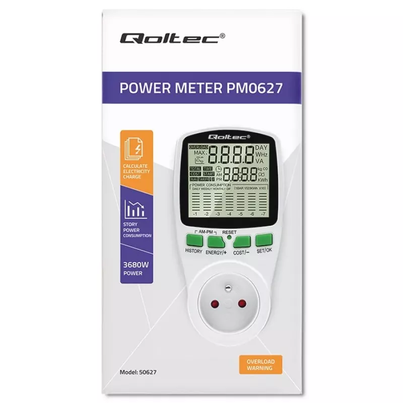 Jaudas mērītājs QOLTEC PM0627 3680W ar vēsturi — QOLTEC PM0627 3680W