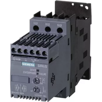 Siemens vienmērīgās palaides ierīce Motora jauda pie 400 V 4,0 kW Motora jauda pie 230 V 2,2 kW 400 V maiņstrāva Nominālā strāva 9 A 3RW3016 (3RW3016-1BB14)